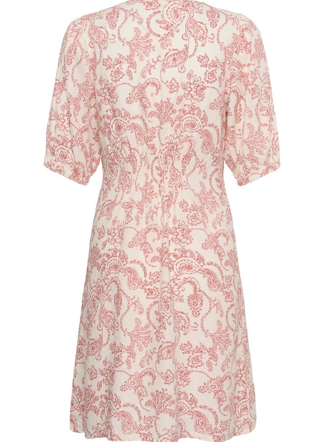 Robe Part Two Benete écrue  paisley rouge cerise