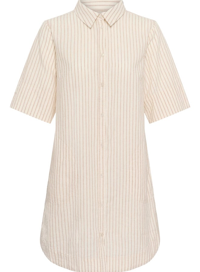 Robe chemisier Part Two Berrit écrue rayée beige chêne