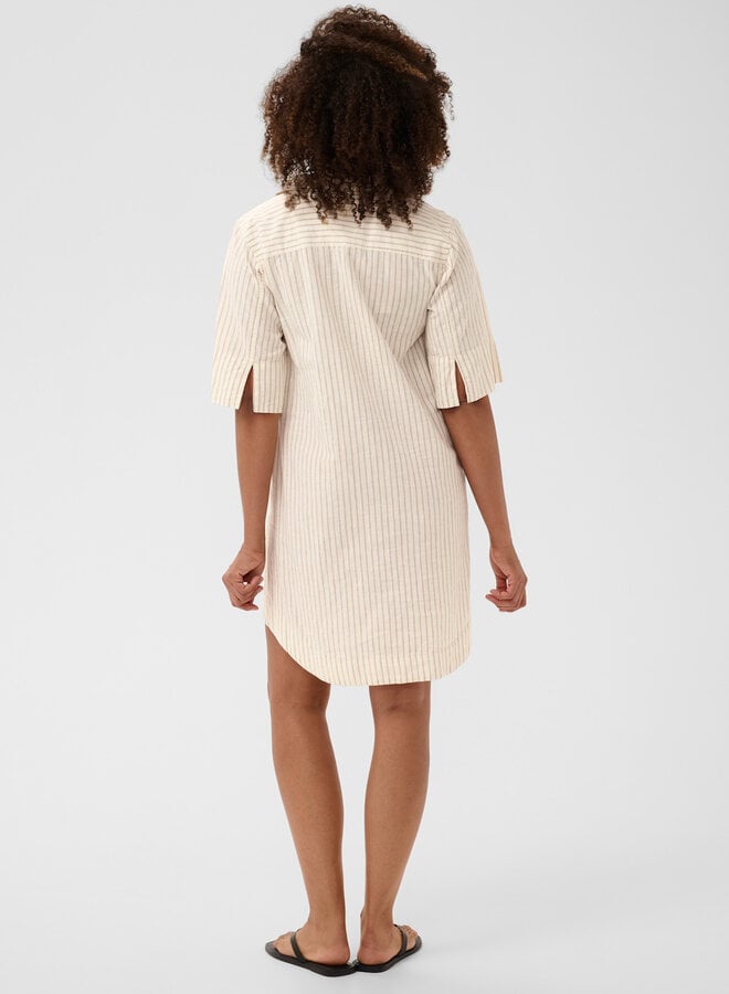 Robe chemisier Part Two Berrit écrue rayée beige chêne