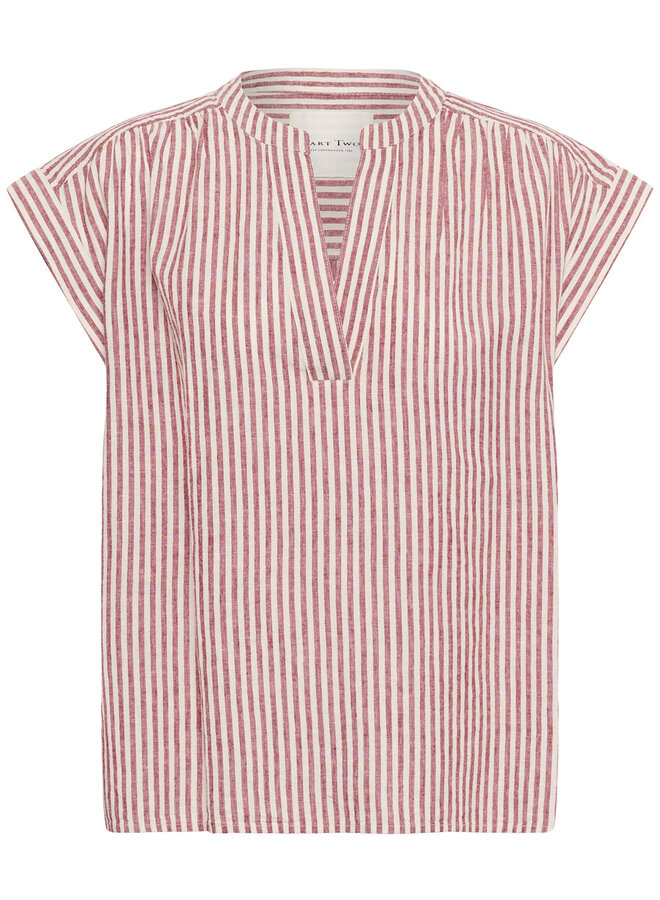 Blouse Part Two Bettina rayée rouge cerise & blanche