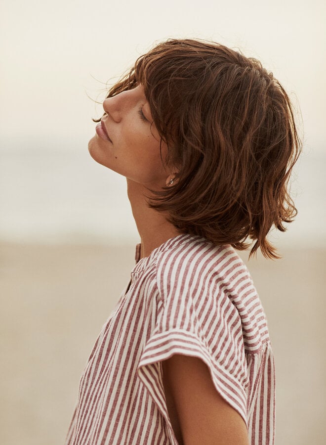 Blouse Part Two Bettina rayée rouge cerise & blanche