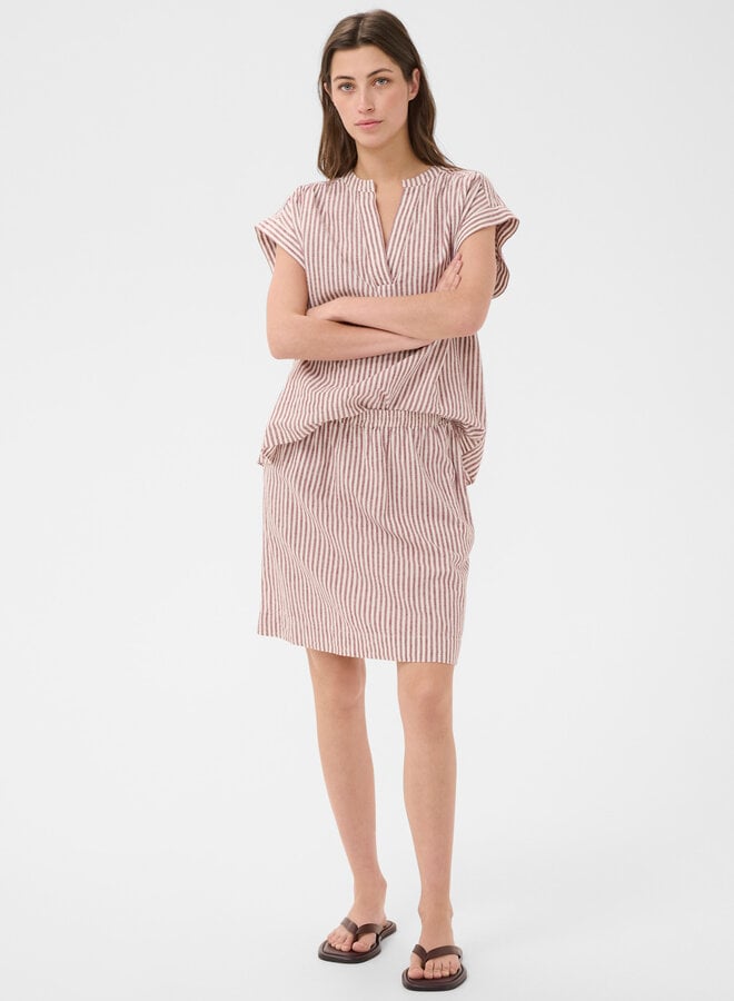 Jupe Part Two Birgitt à taille élastique rayée rouge cerise & blanche