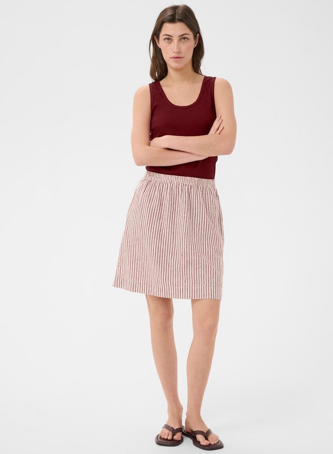 Jupe Part Two Birgitt à taille élastique rayée rouge cerise & blanche