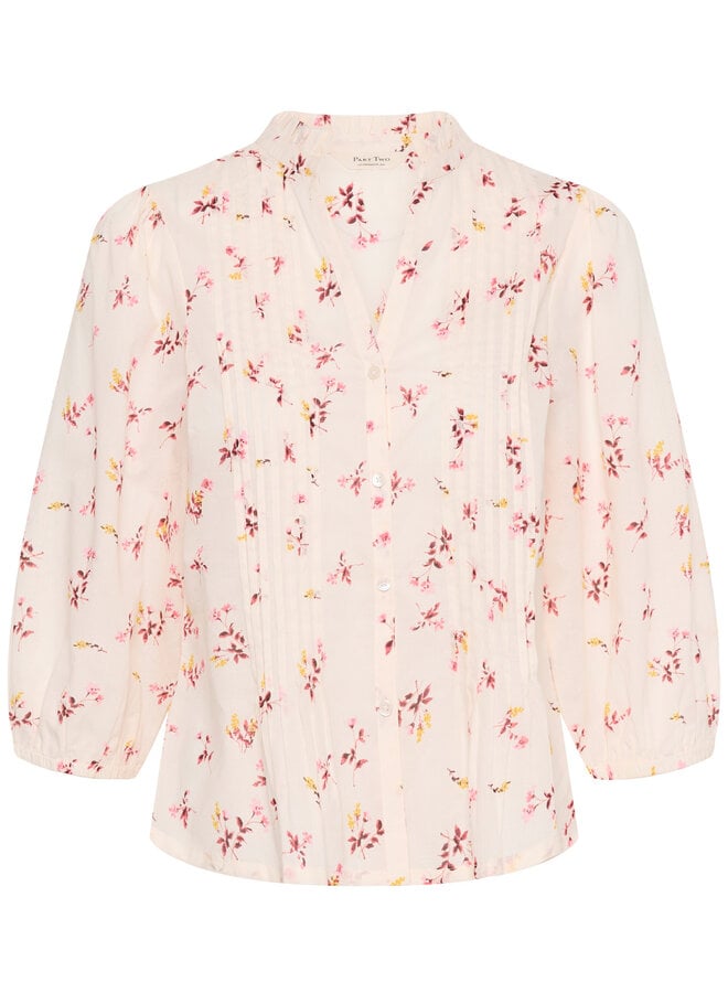 Blouse Part Two Brith écrue fleurie rouge cerise & jaune