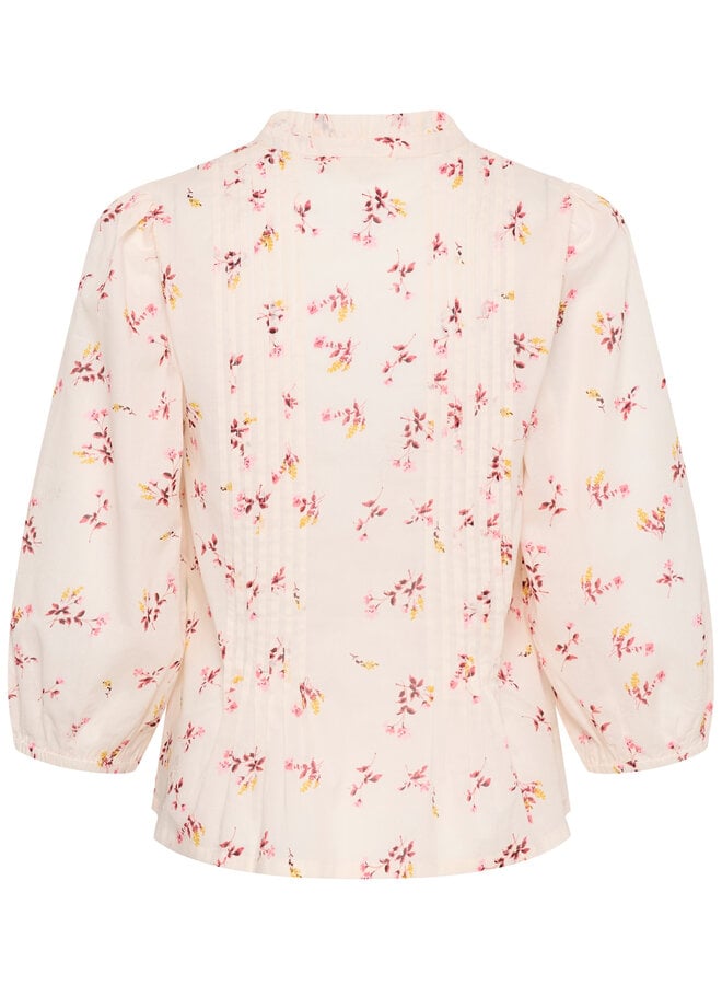 Blouse Part Two Brith écrue fleurie rouge cerise & jaune