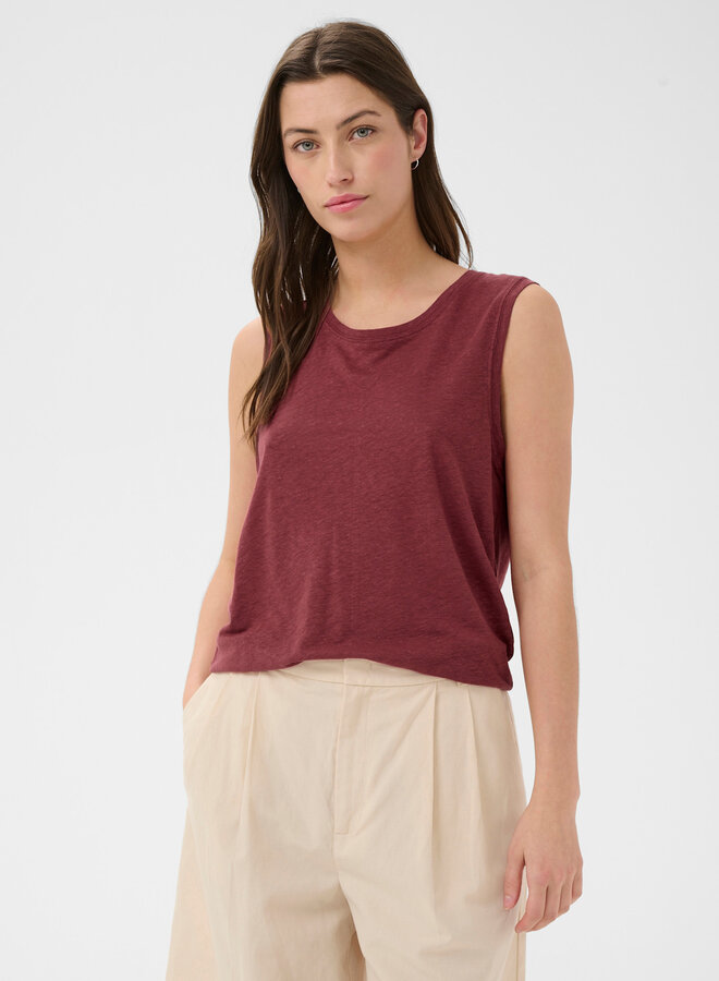 Camisole Part Two Buena en mélange de lin rouge cerise