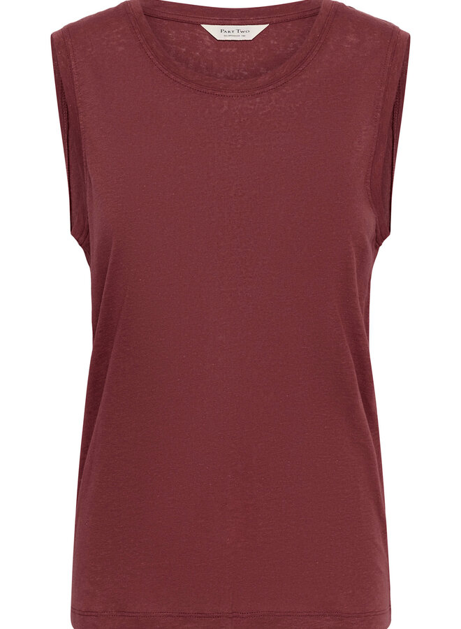 Camisole Part Two Buena en mélange de lin rouge cerise