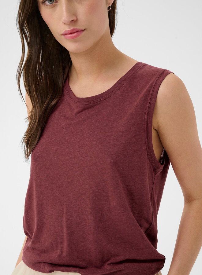 Camisole Part Two Buena en mélange de lin rouge cerise