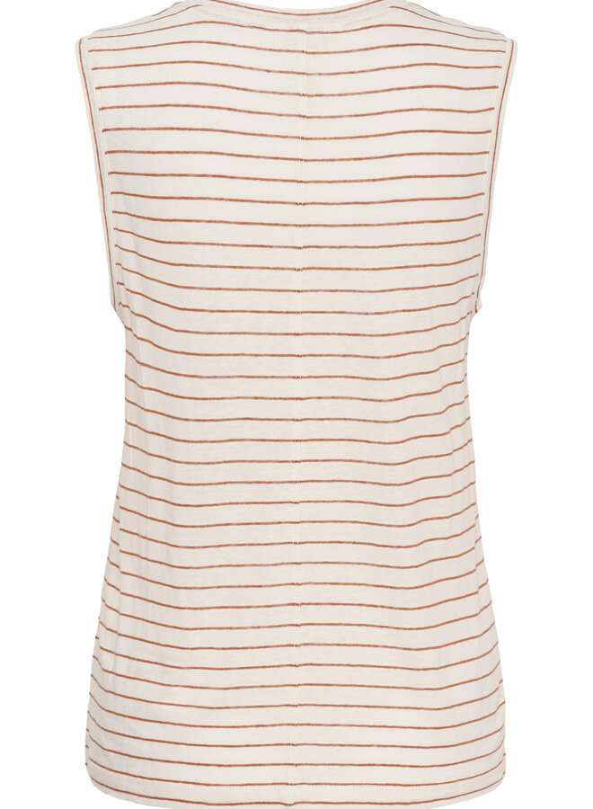 Camisole Part Two Brianie à col V écrue rayée huile d’argan