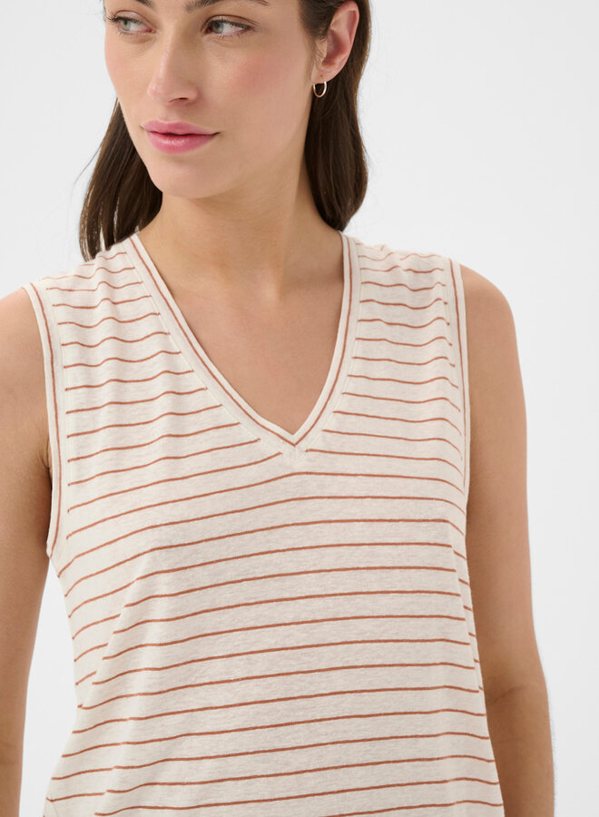 Camisole Part Two Brianie à col V écrue rayée huile d’argan