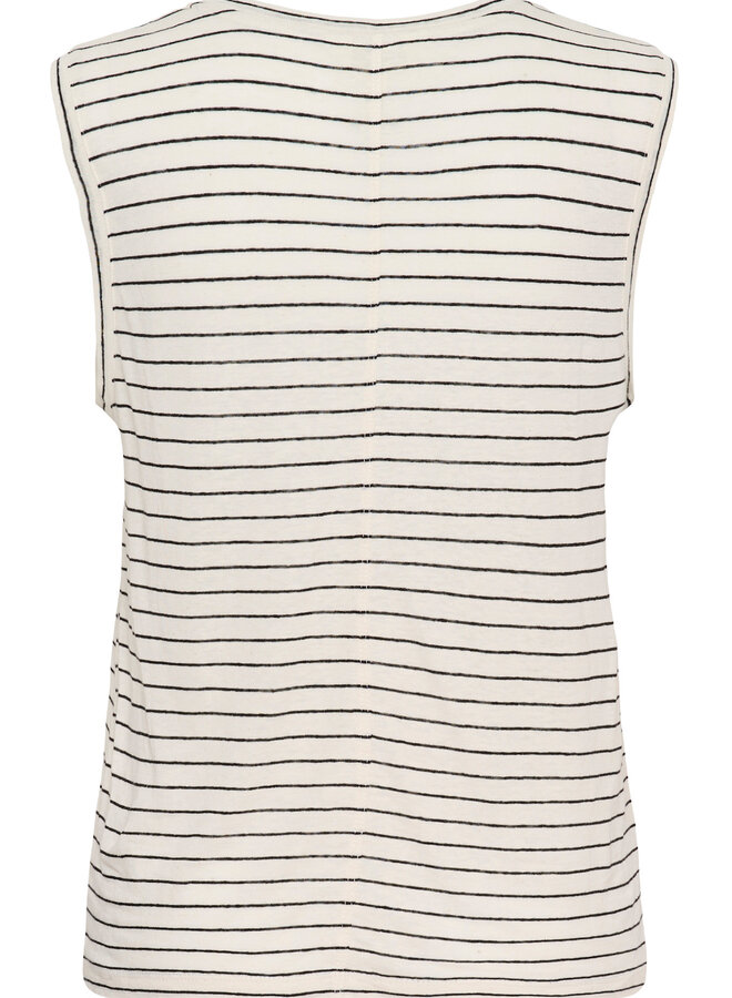 Camisole Part Two Brianie à col V blanche rayée noire