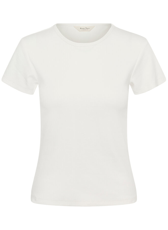 T-shirt Part Two Rochelle côtelé blanc