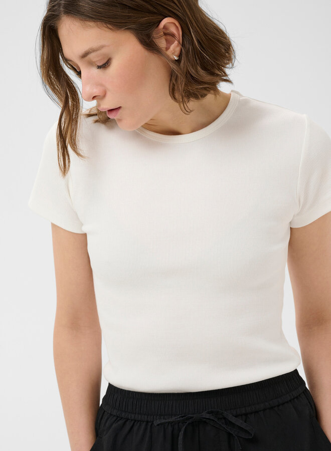 T-shirt Part Two Rochelle côtelé blanc
