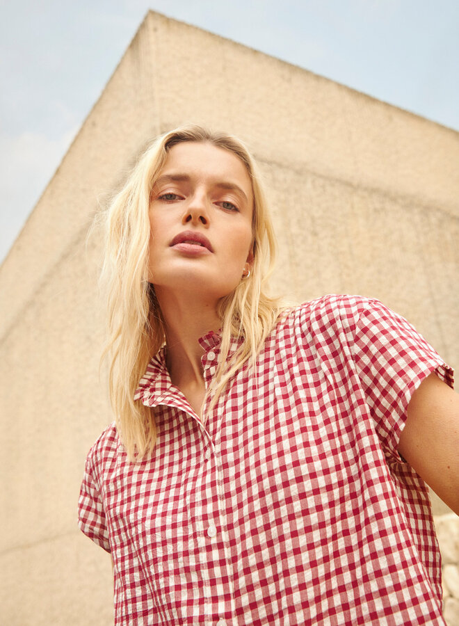 Blouse Part Two Bjanka à carreaux vichy rouge cerise
