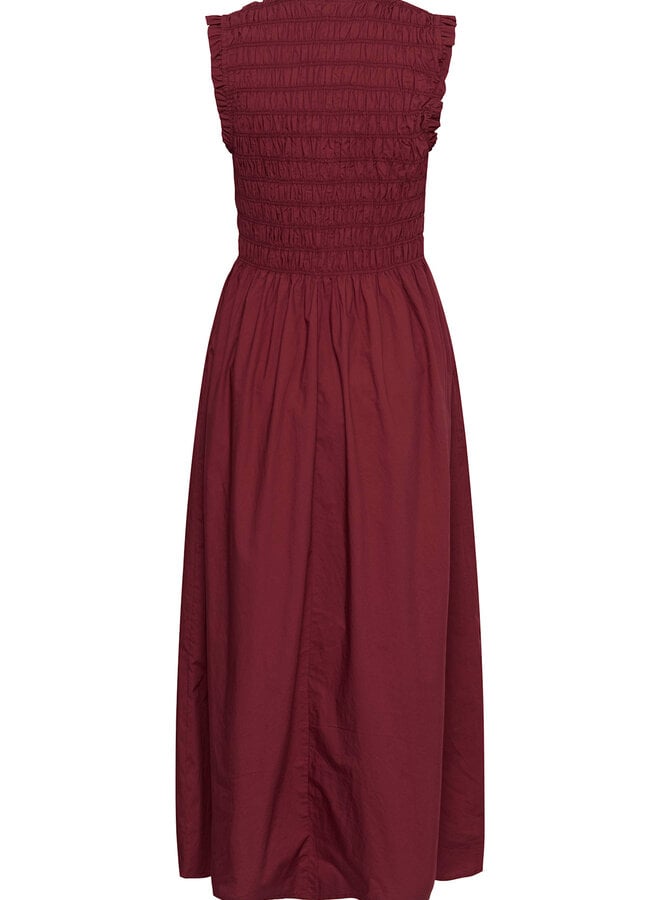 Robe longue Part Two Borgnette à col V nid d’abeille rouge cerise