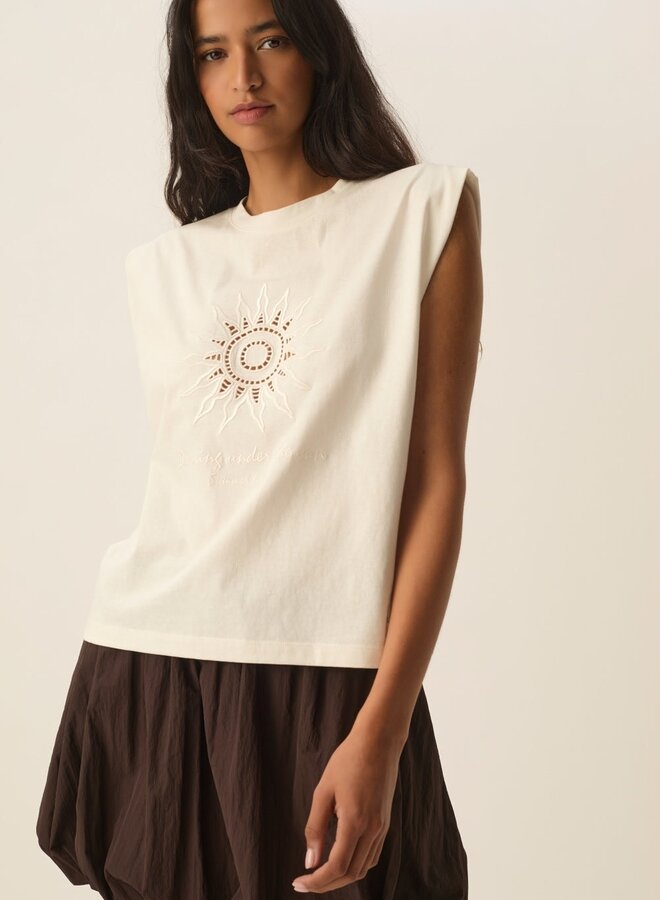 T-shirt Des Petits Hauts Yacinthe à soleil ajouré écru