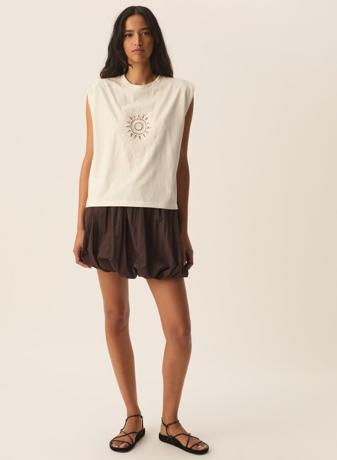 T-shirt Des Petits Hauts Yacinthe à soleil ajouré écru