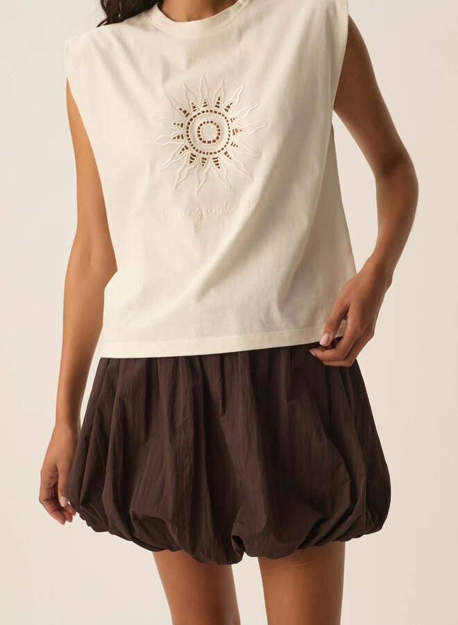 T-shirt Des Petits Hauts Yacinthe à soleil ajouré écru