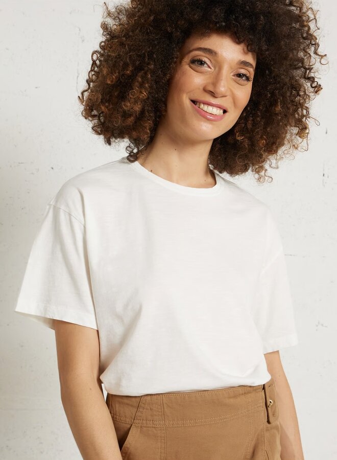 T-shirt Des Petits Hauts Zaela en coton flammé écru