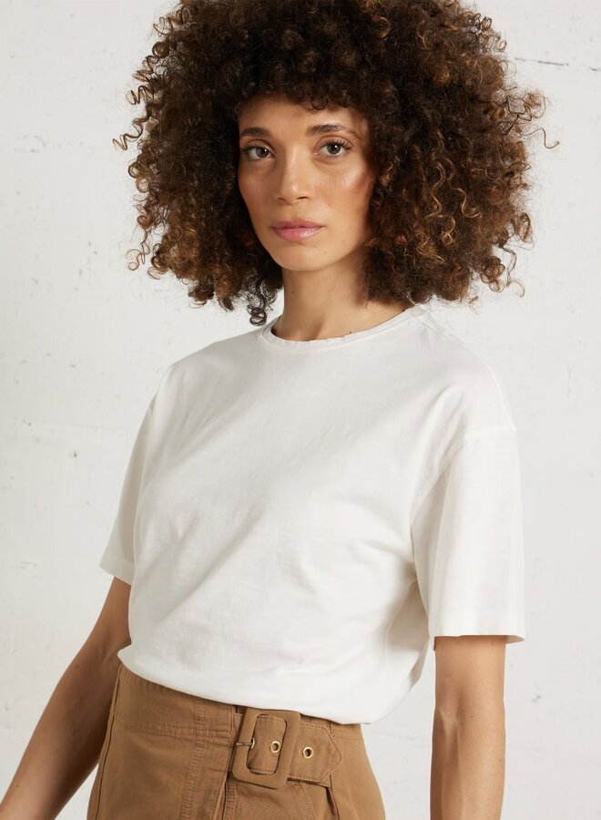 T-shirt Des Petits Hauts Zaela en coton flammé écru