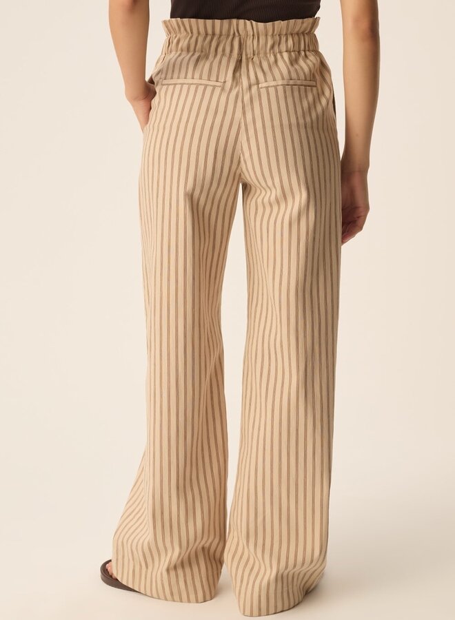Pantalon Des Petits Hauts Valence beige rayé brun terre & choco