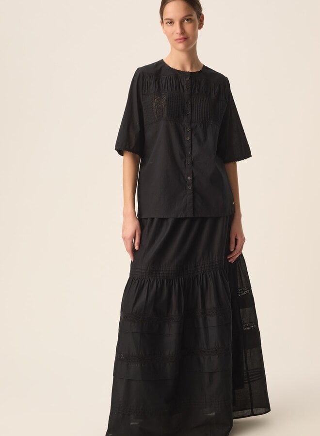 Blouse Des Petits Hauts Salem à manches aux coudes noire