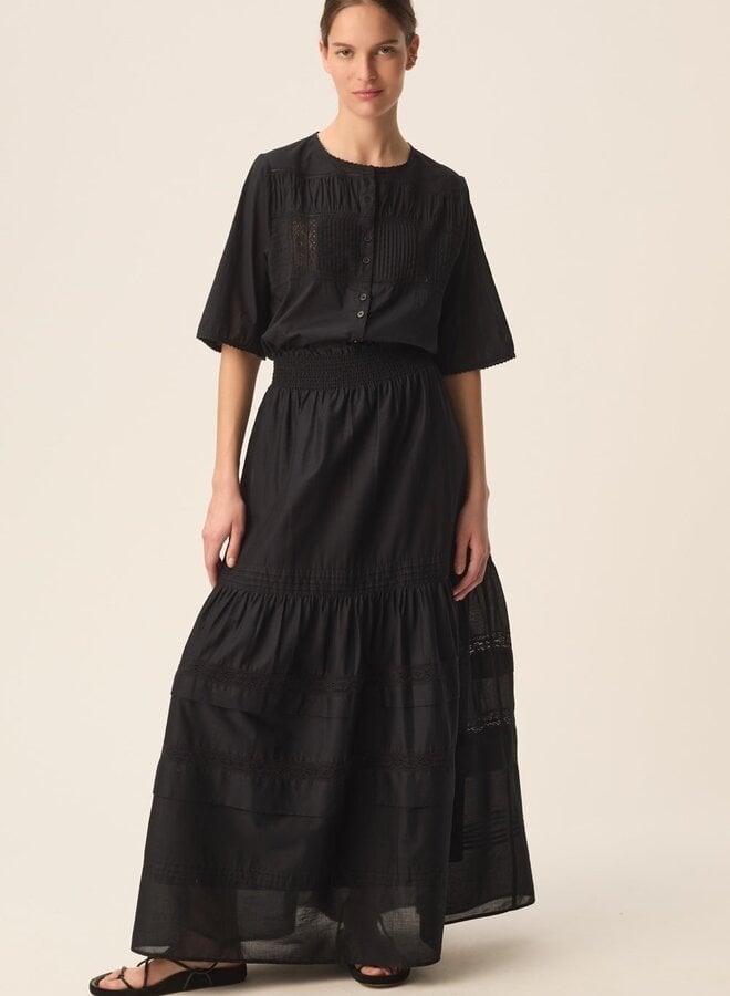 Blouse Des Petits Hauts Salem à manches aux coudes noire