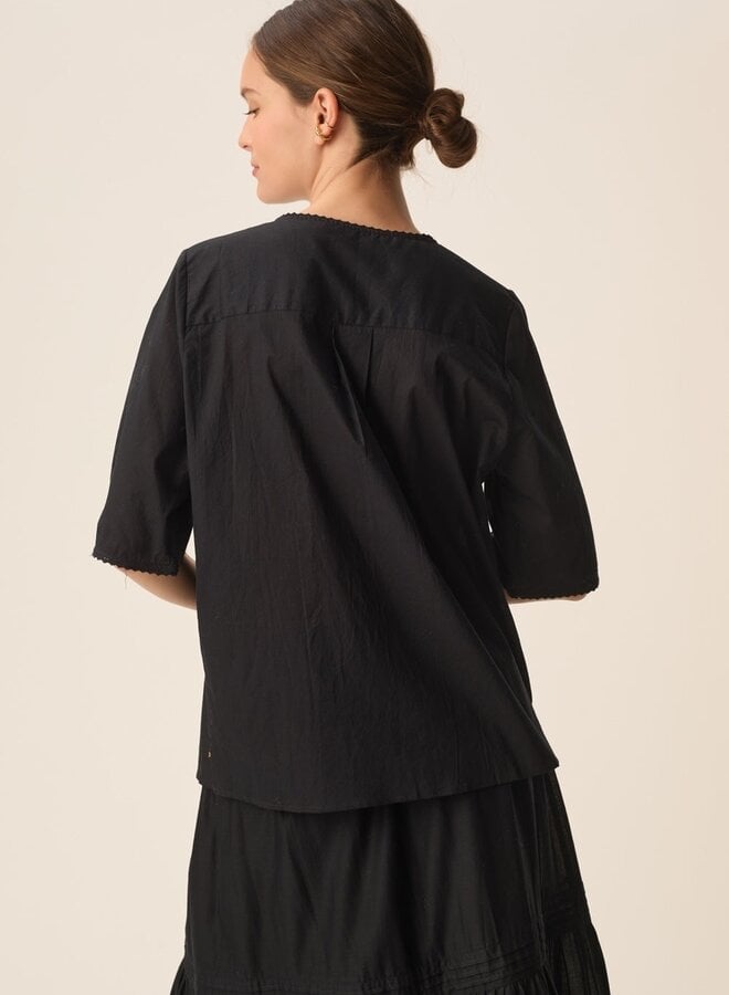 Blouse Des Petits Hauts Salem à manches aux coudes noire