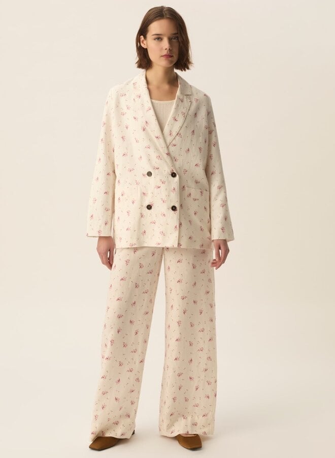 Veston Des Petits Hauts Simeone écru à petites fleurs rose Alizée