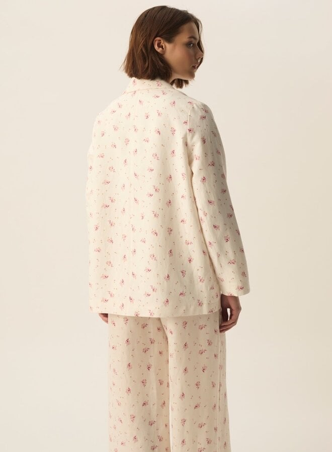 Veston Des Petits Hauts Simeone écru à petites fleurs rose Alizée