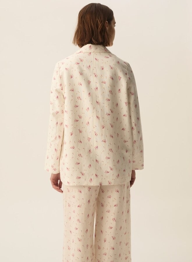 Veston Des Petits Hauts Simeone écru à petites fleurs rose Alizée