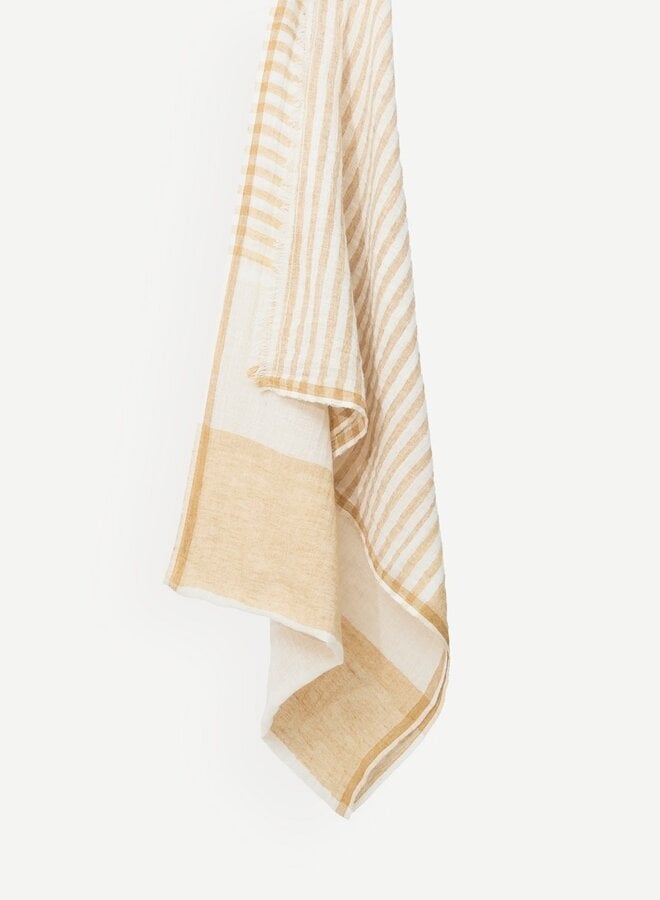 Foulard Yerse Abby rayé beige doré & écru