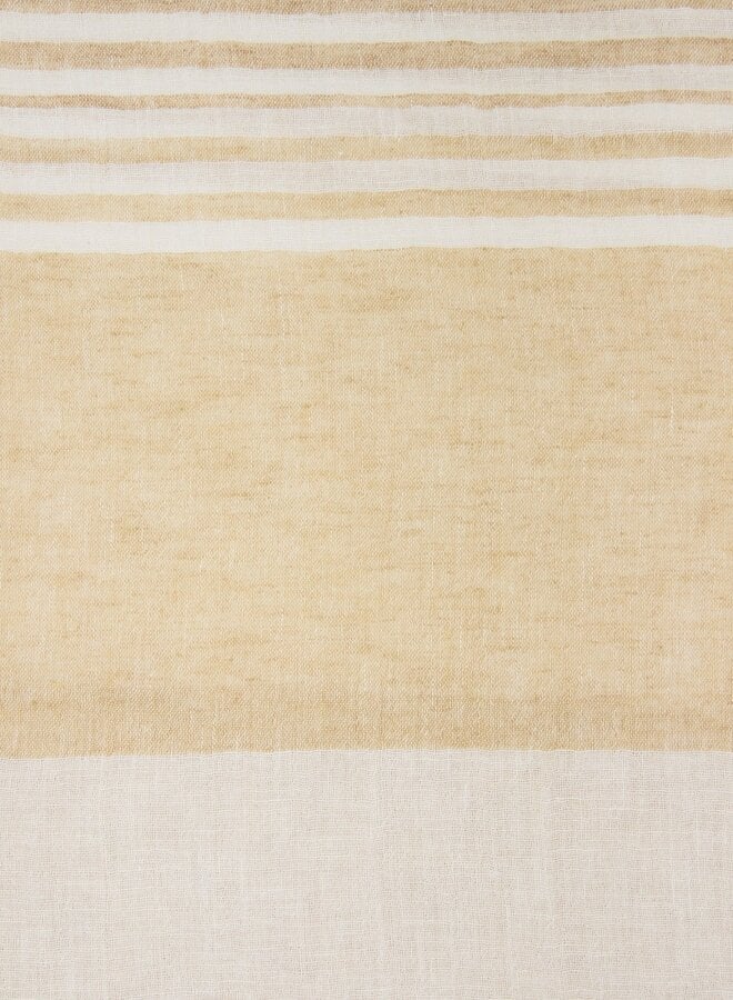 Foulard Yerse Abby rayé beige doré & écru