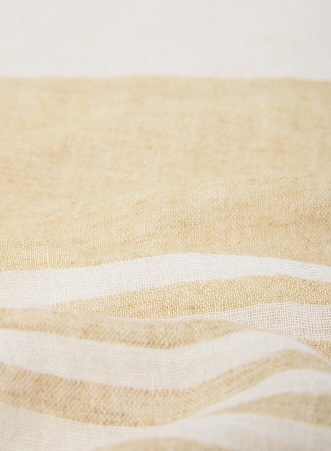 Foulard Yerse Abby rayé beige doré & écru