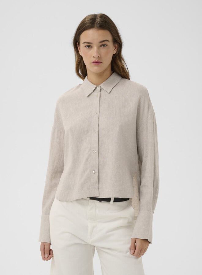 Chemise InWear Lelo à col classique en mélange de lin beige