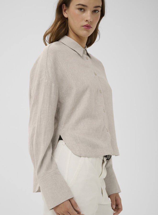 Chemise InWear Lelo à col classique en mélange de lin beige