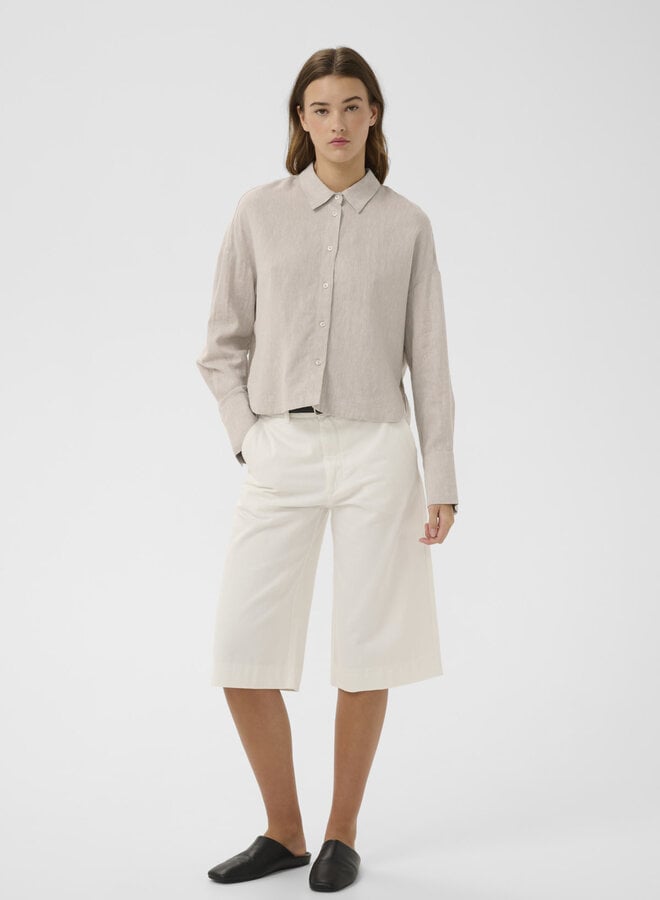 Chemise InWear Lelo à col classique en mélange de lin beige