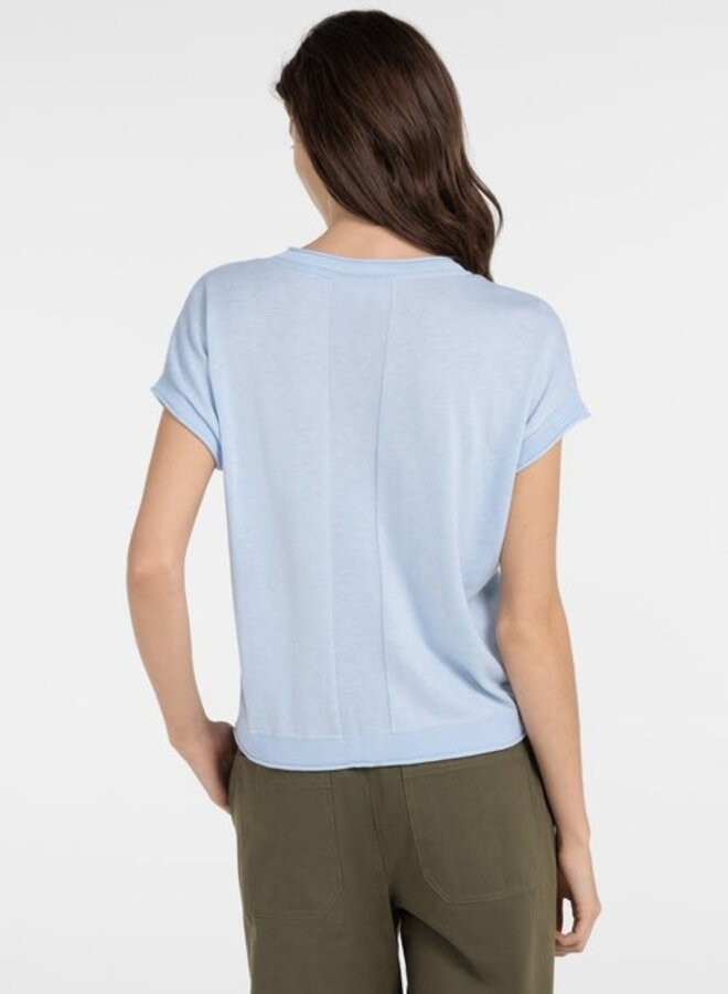 Tricot Yaya à col rond ample à manches courtes bleu pâle