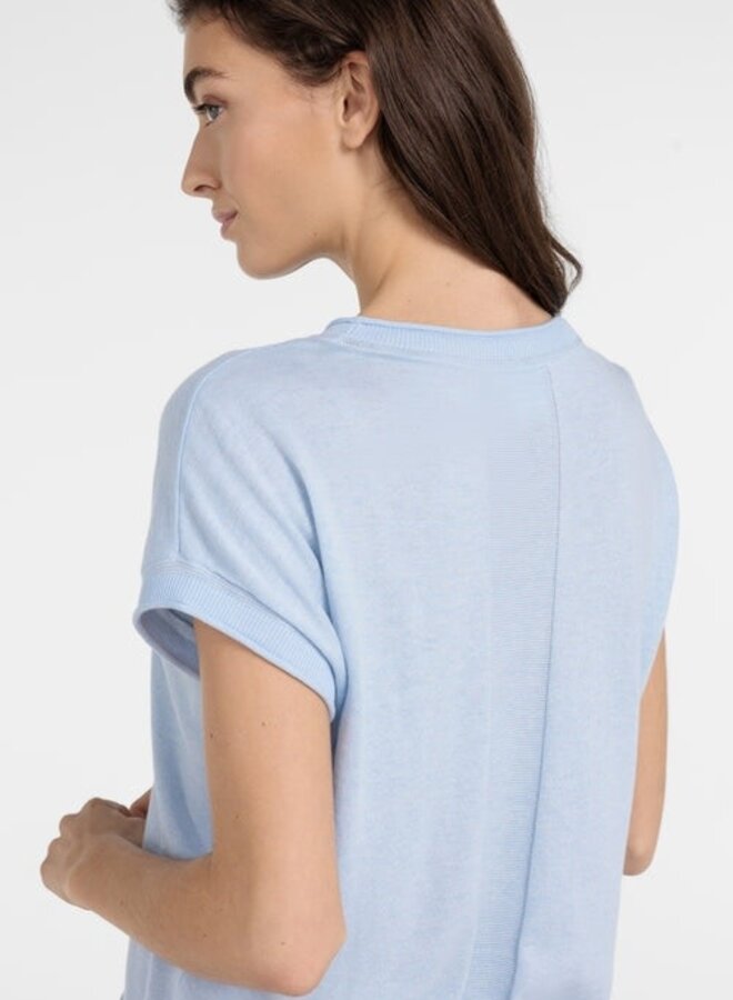 Tricot Yaya à col rond ample à manches courtes bleu pâle