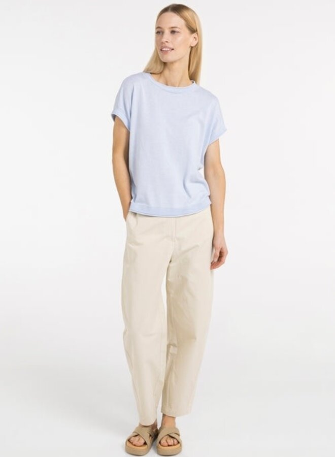 Tricot Yaya à col rond ample à manches courtes bleu pâle