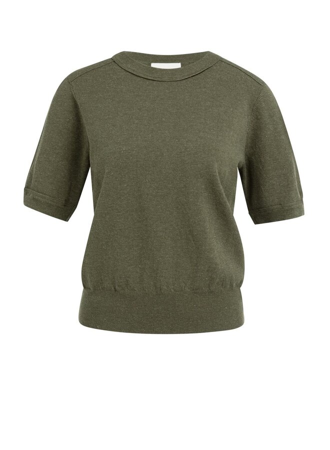 Tricot Yaya à manches aux coudes vert armé mélange