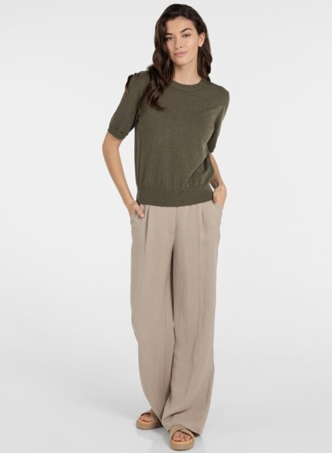 Tricot Yaya à manches aux coudes vert armé mélange