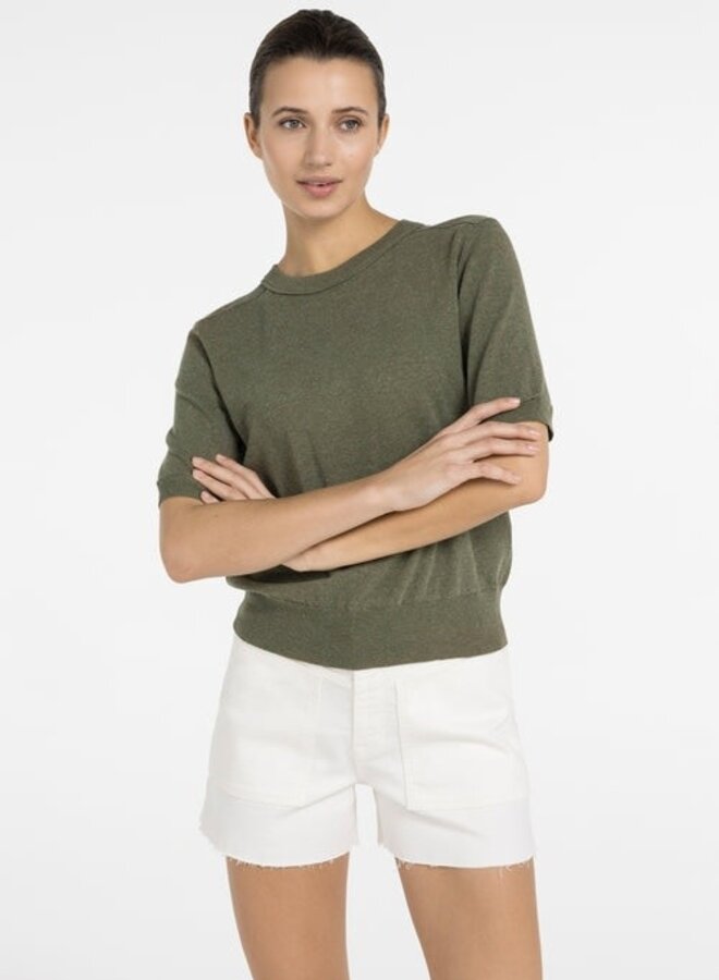 Tricot Yaya à manches aux coudes vert armé mélange