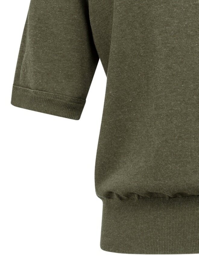 Tricot Yaya à manches aux coudes vert armé mélange