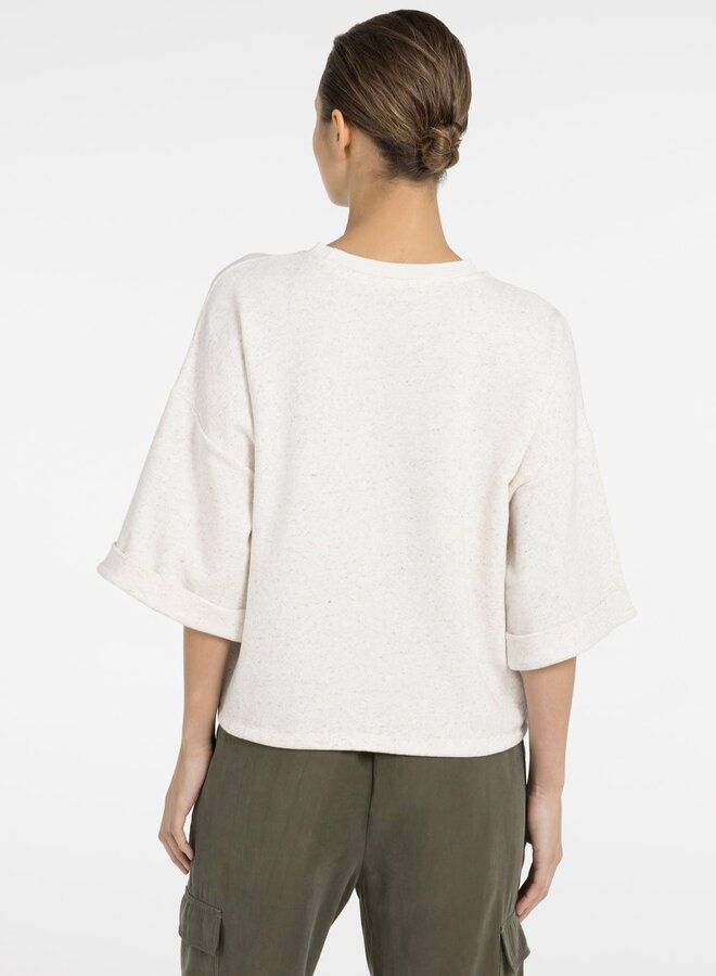 Chandail Yaya sweat à manches 3/4 ivoire chiné