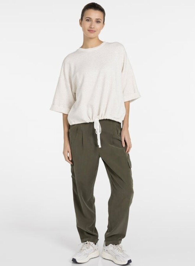 Chandail Yaya sweat à manches 3/4 ivoire chiné