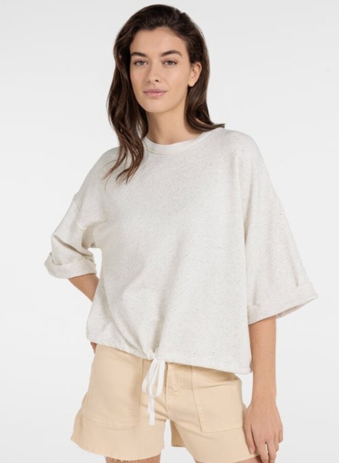 Chandail Yaya sweat à manches 3/4 ivoire chiné