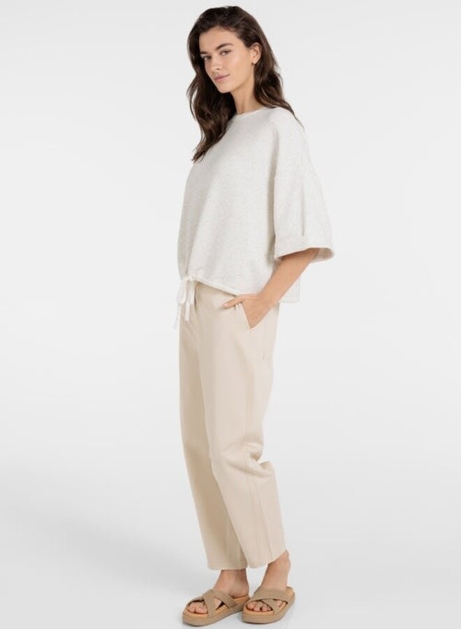 Chandail Yaya sweat à manches 3/4 ivoire chiné