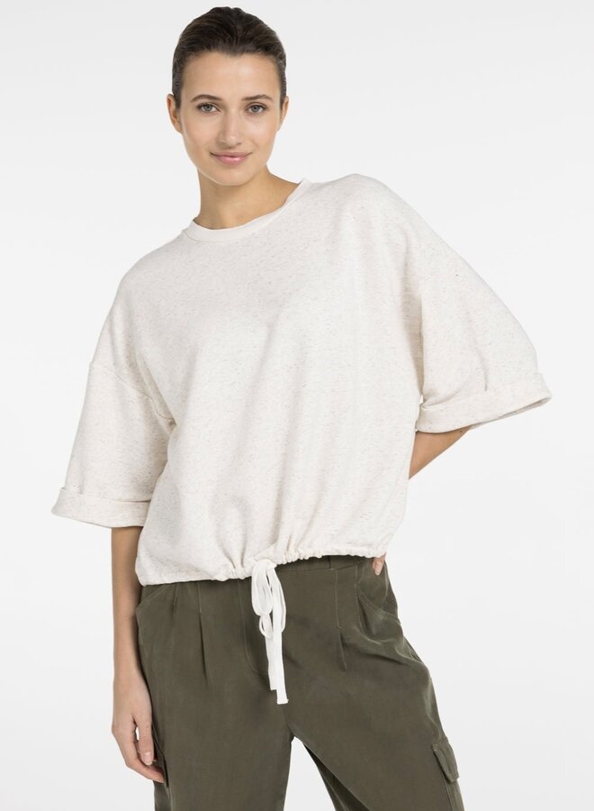 Chandail Yaya sweat à manches 3/4 ivoire chiné