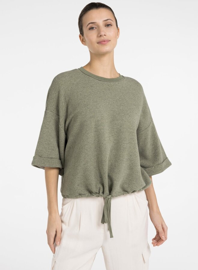 Chandail Yaya sweat à manches 3/4 vert armé chiné